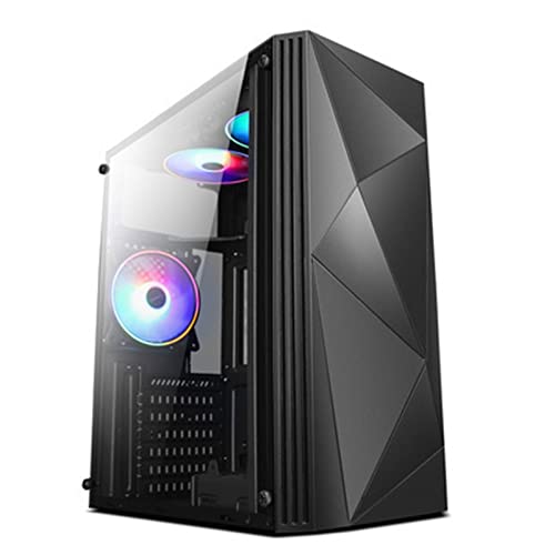 ZhaoGangLi ミドルタワー ATXゲーミング 水冷ファンフロントI/O USB3.0強化ガラスフルサイド貫通 ミニタワー型 (色 : Black, Size : 39.5x19x42cm)