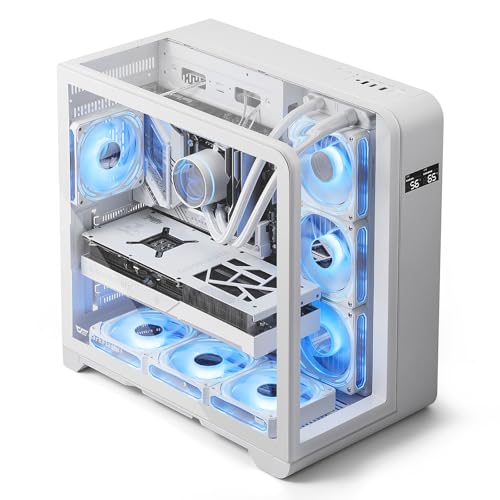 darkFlash ATX ミッドタワー スクリーン付き 3つのサイドガラス 湾曲したフルビュー デュアルゲーミング 4つのPWM ARGBファン プリインストール済み Type C RTX 40対応 (L280) (ATX, ホワイト)