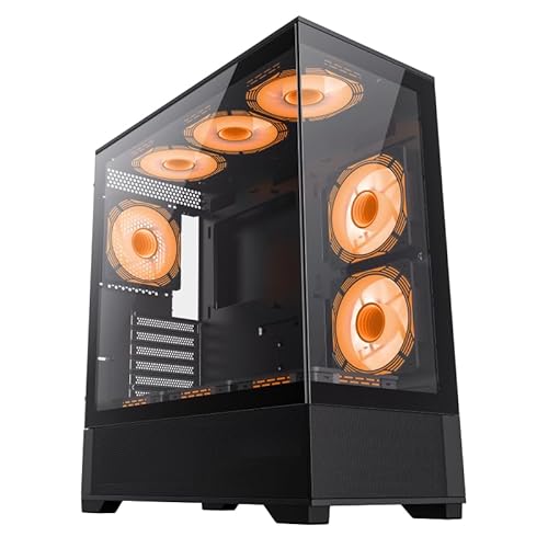 NextGenOEM NextGen Vista AB ミッドタワー ATX ゲーミング 360mmラジエーターサポート シームレス強化ガラス フロント&サイドパネル USB 3 & Type-C ブラック RGBファン6個付き
