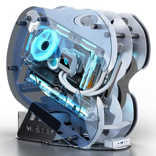 MegaPC アップグレード版 オープンフレーム ミッドタワー Micro-ATX/Mini-ITX ゲーミング 強化ガラス製サイドパネル ARGB PWMファン搭載 USB3.0 Type-C 240mmラジエーターサポート付き(ホワイト)