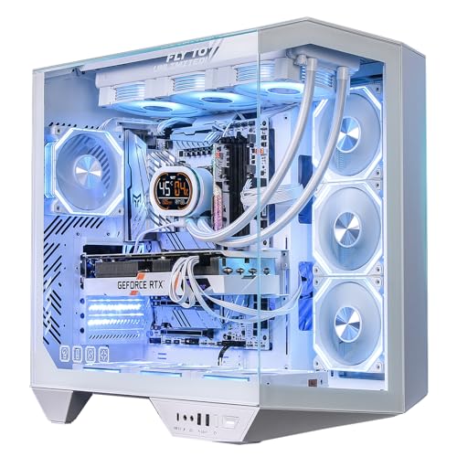 darkFlash フルタワー ATX ゲーミング 、バックプラグインマザーボード、デュアルチャンバー、パノラマガラス、最大2 x 360mmラジエーター、RTX 40互換(DY470)(PWM ARGBファン1個、ホワイト)