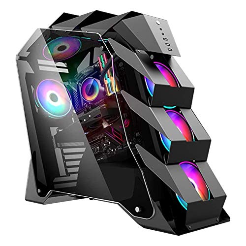ZXFF コンピュータ - ミッドタワーATX/M-ATX PCゲーム - USB3.0 / USB 2.0×2強化ガラスサイドパネル - ケーブル管理システム - 支持水冷 (Color : Black)