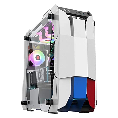 ZXFF コンピュータ 、フルタワーATX/M-ATX/ETX-PCゲームキャビネット、強化ガラスサイドパネル、8つのファン位置 - サポート水冷+空冷 (Color : White)
