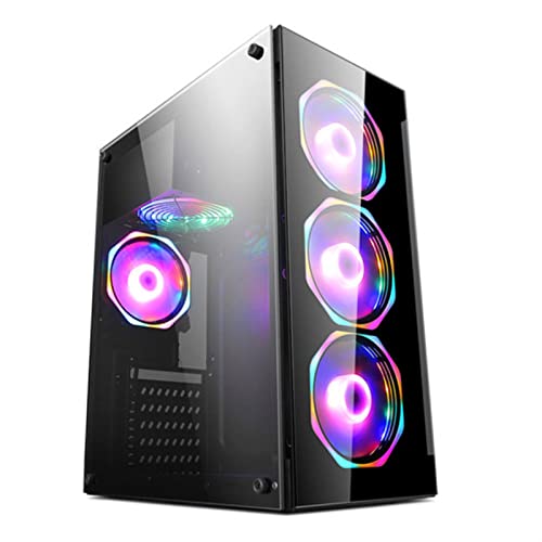 ZhaoGangLi ミドルタワー ATX、マイクロATXミニITX PCゲーマーのために を冷却ゲーミング 強化ガラスパネル水 ミニタワー型 (色 : Black, Size : 42x34x18.5cm)