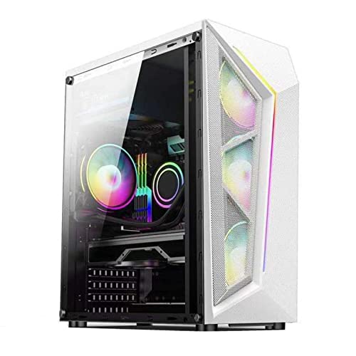 LinLong コンピュータ RGBゲーム ATXフルサイドアクリル透明デスクトップ サポートSSD HDDクールな水冷USB3.0 pcコンピューターボックス(White)
