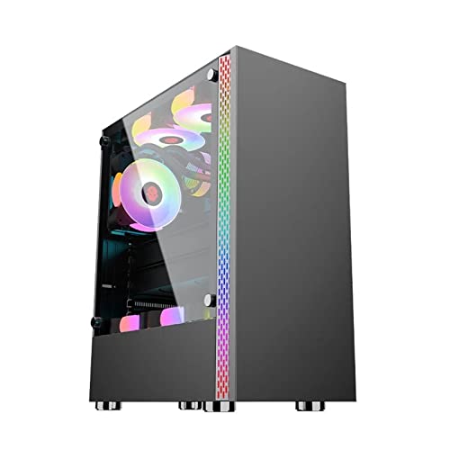 ZhaoGangLi ミドルタワー デスクトップコンピュータ USB3.0インターフェース強化ガラスゲーム ATX ITX MICROATXと互換性 ミニタワー型 (色 : Black, Size : 37.8x19x44.7cm)