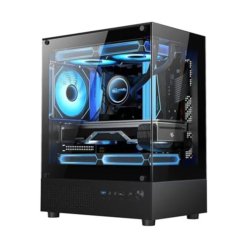 RXJSTBX 270度透明PCタワー 、M-ATX/ITXマザーボードに適合、290mm GPUおよび160mm CPUクーラー高さをサポート(A1)