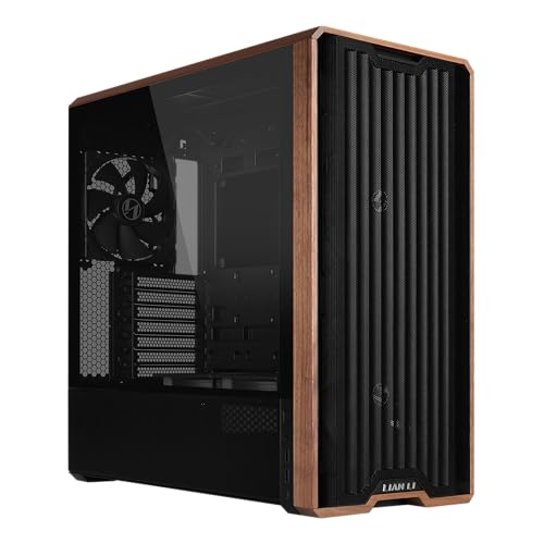Lian Li LANCOOL 217 純正ウォールナット木製 、ミッドタワー ATX 5つのプリインストール済みPWMファン付き 2x170mm 2x120mm & 1x140mm 柔軟なPSU & ケーブル取り付け - ブラック (LAN217X)