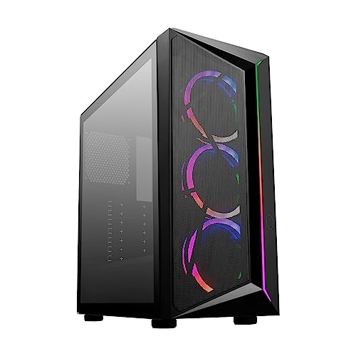 Cooler Master CMP 510 - ミッドタワーシャーシ ARGBストリップ付き メッシュフロントインテーク 3 x 120mm ARGBファン 強化ガラスサイドパネル 万能冷却&コンポーネントサポート 通気性PSUシュラウド CP510-KGNN-S00