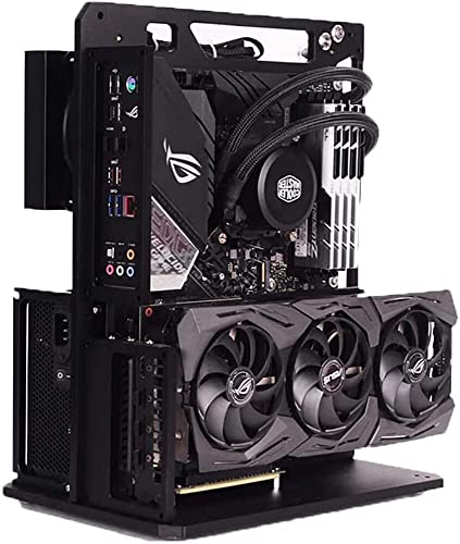 EDIY テストベンチ コンピューターシャーシ アルミニウム オープンエア対応 ATX MATX ITX マザーボード コンピュータ冷却 縦型 パーソナライズシャーシ ブラック