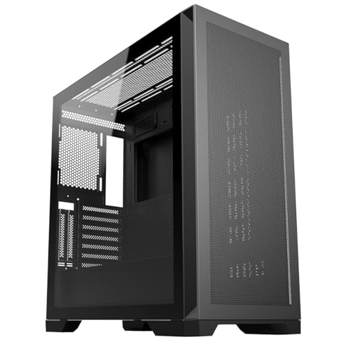 CiT Pro Creator XE ミッドタワー 高エアフロー E-ATX PCゲーム USB3.0 x 1 & USB2.0 メッシュフロントパネル 強化ガラス製サイドパネルとダストフィルター3個付き | ブラック ファンなし