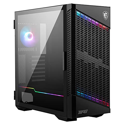 MSI MPG VELOX 100P AIRFLOW ミッドタワー - E-ATXマザーボード容量、強化ガラスドア、通気に最適化、ミスティックライト、360mmラジエーター2台とサイド換気構成をサポート 306-7G18P21-809