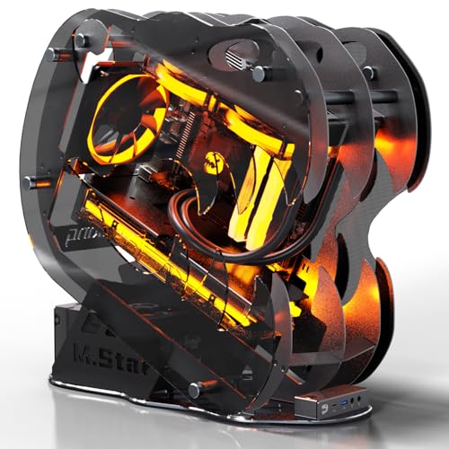 MegaPC アップグレード版 オープンフレーム ミッドタワー Micro-ATX/Mini-ITX ゲーミング 強化ガラス製サイドパネル ARGB PWMファン USB3.0 Type-C 240mmラジエーターサポート (ブラック) VP-336