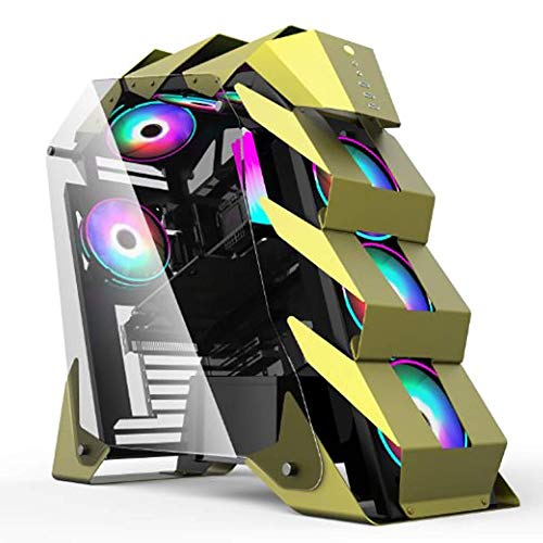 ZXFF コンピュータ - ミッドタワーATX/M-ATX PCゲーム - USB3.0 / USB 2.0×2強化ガラスサイドパネル - ケーブル管理システム - 支持水冷 (Color : Gold)