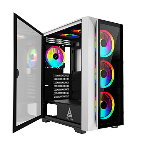 Apevia 【並行輸入品】 Apevia Destiny-PRO-WH Destiny Pro ミッドタワー ゲーミング 6X 120mm ARGBファン付き 366RGBライトモード ガラスフロントパネル1枚
