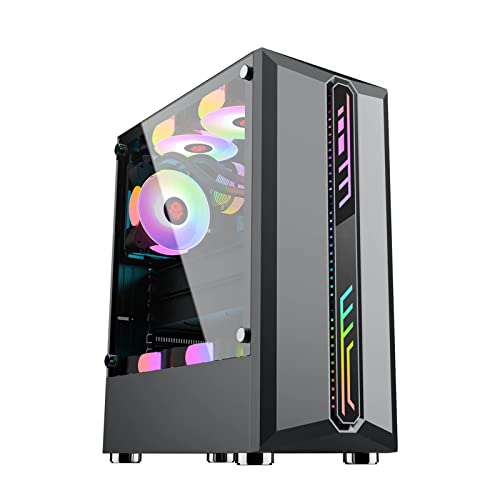 LinLong コンピュータ RGBゲーミング ミッドタワーATX/M-ATX/ITXアクリルサイドパネルUSB 3.0 / USB 2.0 / HDD/SSD pcコンピューターボックス(Black)