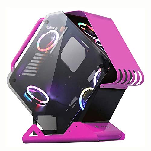 ZXFF コンピュータゲーム 、ミッドタワーATX/M-ATX/ITX PCゲームコンピュータ 、両面強化ガラス、USB 3.0、サポート水冷、ケーブル管理システム (Color : Purple)