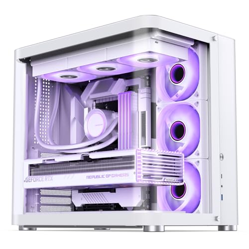 JONSBO TK-2 ホワイト ATX ミッドタワー 、双曲面ガラスデザイン、独立したキャビネット構造、アルミニウム合金シェルデスクトップコンピュータ 、BTFマザーボード/ATX電源/360 AIOをサポート、ホワイト tk-2 white