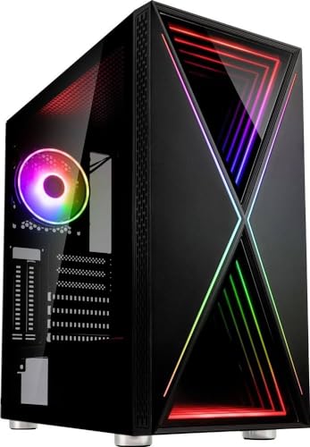 Kolink Void X ミディアムタワー - RGB照明付きフロントパネル - 強化ガラス製サイドパネル (Void X ARGB、ブラック)