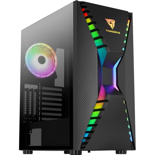 Aero Cool Aerocool Cronus ミッドタワー – PCゲーム 1400mm ARGBリアファン1個付き RGB LEDフロント&フル強化ガラスサイドパネル GPUブラケット 液体冷却対応 ケーブル管理 タワー ブラック ACCM-PB2301311