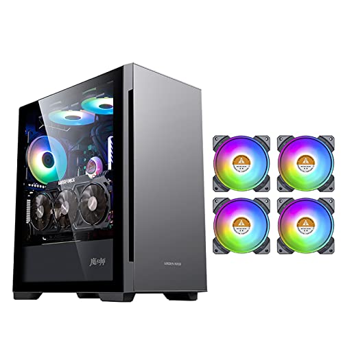 upim BBNB ゲーミング ミッドタワー PCゲーム M-ATX/ITX - フロント I/O USB 3.0ポート - 強化ガラス製サイドパネル - 6ファンポジション - カラーファン (サイズ: 4ファン)