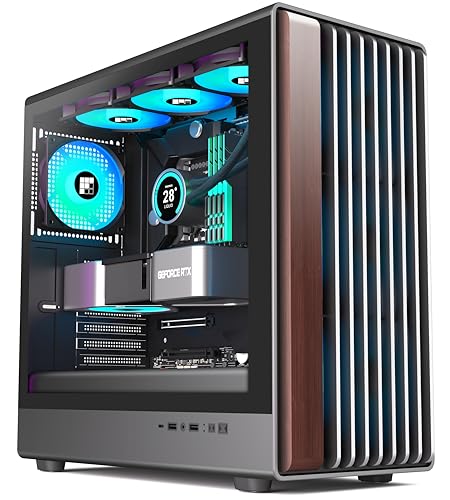 FOIFKIN M2 - 純正ウォールナットウッドフロントパネル搭載7PWM ARGBファン、360mm RADサポート、ATXミッドタワーゲーミング 、Type-C、FOIFKIN(ブラック、M2)付き