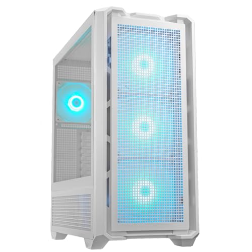 COUGAR MX600 RGBフルタワー 、ARGB PWMファン4台、戦略的に配置されたフィルター5点、プレミアムケーブル管理機能、400mm GPU容量、USB-A×2、USB-Cポート×1 - ホワイト CGR-57C9W-RGB