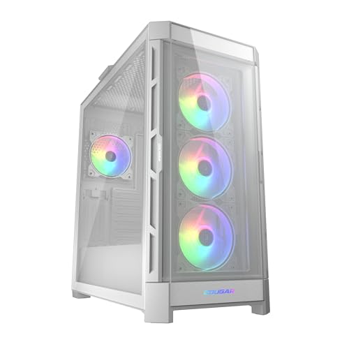 COUGAR DUOFACE PRO RGB ミッドタワー 、2つの異なるフロントパネルメッシュとガラス、RGBファン(ホワイト) CGR-5AD1W-RGB