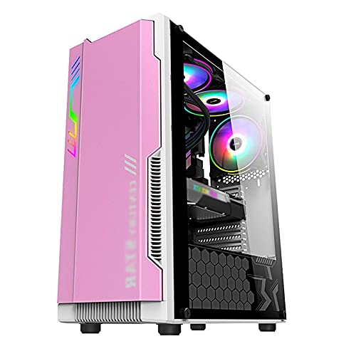 Wsikafxn ZXFF ゲーミング 、Mid-Tower ATX/M-ATX/ITX PCコンピュータ 、強化ガラスサイドパネル、USB3.0、ゲームやオフィスに適しています(色: ピンク)
