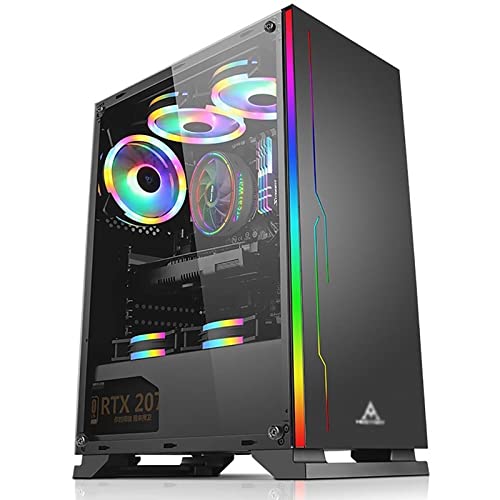 upim BBNB ゲーミング ミッドタワー PCゲーム ATX/M-ATX/ITX - フロント I/O USB 3.0ポート - 強化ガラス製サイドパネル - RGBストリップ - 水冷対応(カラー:B)