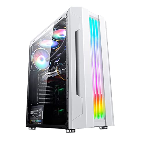 LinLong コンピュータ ATX PCゲーマーキャビネットファン水冷フロントI/O USB3.0フルサイド貫通ゲーム pcコンピューターボックス(White)