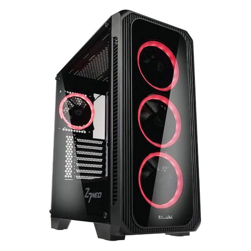 ZALMAN Z7 NEO ATX ミッドタワーゲーミング 、強化ガラス製サイドパネル、4Xプリインストール済み120mm RGB LEDリングファン、ハイエンドPCキャビネット