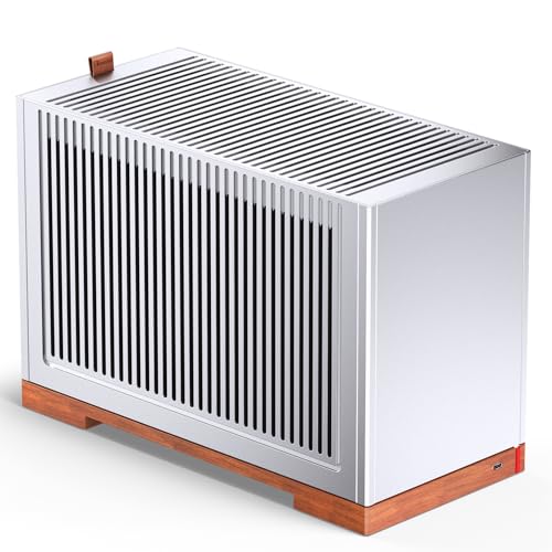 JONSBO T9シルバーミニITX 、SFFツールフリーメッシュデスクトップ 、A4コンパートメント構造、ウォールナット無垢材ベース、MB、4mm AL、SP SFX100mm/GPU202mm-310mm用に3段階調節可能 PCI-E 5.0ケーブル