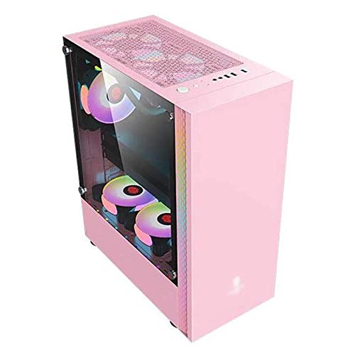 ZXFF ゲーミング ピンク Mid-Tower ATX/M-ATX/Mini-ITX-PC ゲーム機 全透明強化ガラス製サイドパネル USB3.0/USB2.0 デスクトップPC対応