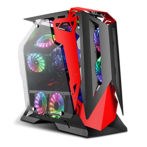 ZhaoGangLi ミドルタワー 特殊な形の強化ガラスDIYコンピュータタワーズサポートHDD SSD ATX/M-ATX/ITX Motherboar ミニタワー型 (色 : Black Red, Size : 56x22x59cm)