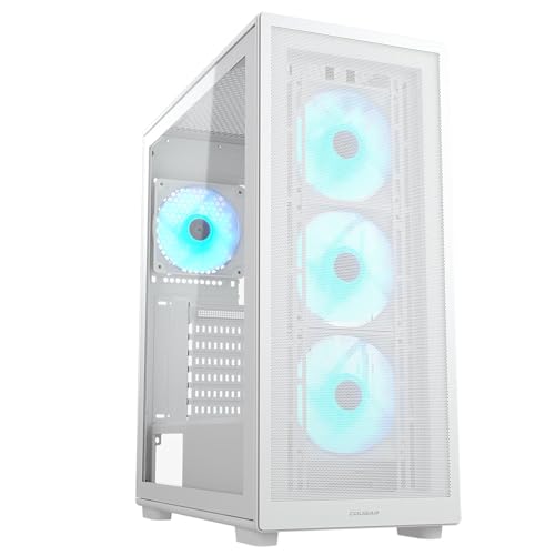 COUGAR MX220 RGB PCゲーム ミッドタワー ホワイト Mini-ITX Micro-ATX ATX ATX マザーボード対応 最大340mm GPU、3x120mm フロント&1x120mmのリア取り付け済みファンに対応 | ファン&水冷
