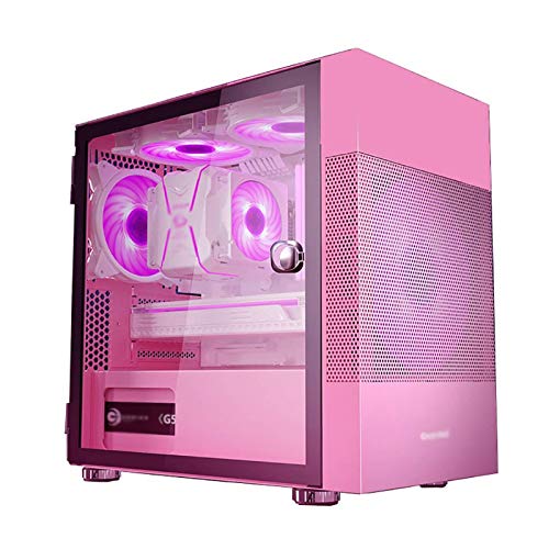 Wsikafxn ZXFF コンピュータゲーム .Mid-Tower M-ATX/ITX PCゲームコンピュータ .強化ガラス製サイドパネル USB3.0.デスクトップPC用 (カラー:ピンク)