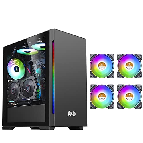upim BBNB ゲーミング ミッドタワー PCゲーム M-ATX/ITX - フロント I/O USB 3.0ポート - 強化ガラス製サイドパネル - 6ファンポジション - カラーファン (サイズ: 4ファン)