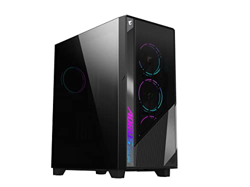 GIGABYTE AORUS C500 ガラス ブラック ミッドタワー PCゲーム 強化ガラス USB Type-C ARBGファン4個付き (GB-AC500G ST)