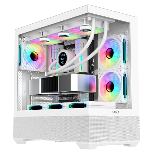 SAMA ATX 3 x 120mm ARGBファン (MB側2個、背面1個) プリインストール済み、USB 3.0 ミッドタワー 、デュアル強化ガラス付き、ゲーミング ホワイト(SV02) Case SV-02 Black