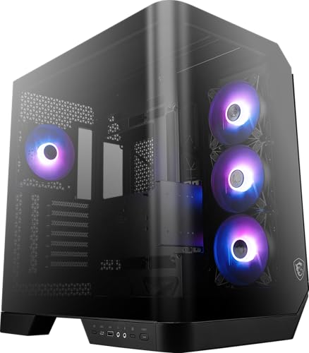 MSI MAG PANO 120R PZ - ATX ミッドタワーゲーミング - 270度強化ガラスパネル - 最大360mmラジエーターまでの液体冷却をサポート - 7つのARGBファンが事前にインストール済み - VGAブラケット