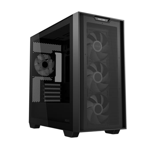 ASUS A21 Plus TG ARGB ブラック microATX (ARGBファン、メッシュフロントパネル、隠しポートマザーボード対応、360mmラジエーター、380mmグラフィックス、ブラック) 90DC00H0-B19010
