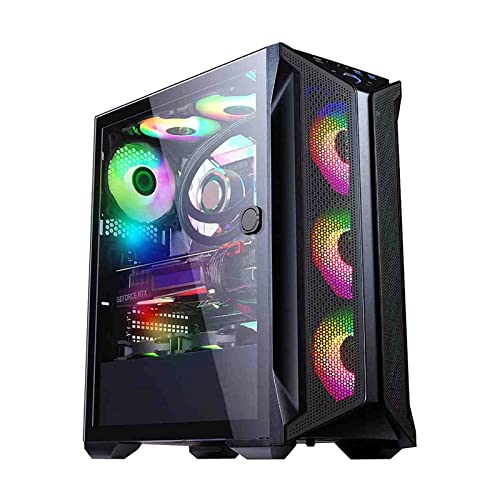 LinLong コンピュータ E-ATXのための中央塔ゲーム 120mm ARGBファンの強化ガラスPCシャーシ pcコンピューターボックス