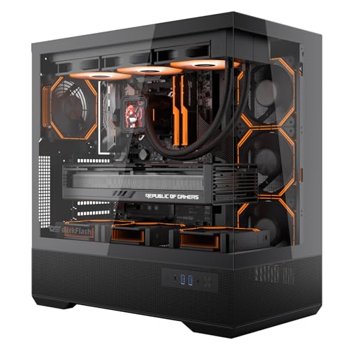 darkFlash LAND451 ATX バックプラグイン 、Type-C、ブラック、INF34ブラックファン1個、ARGB、PWM