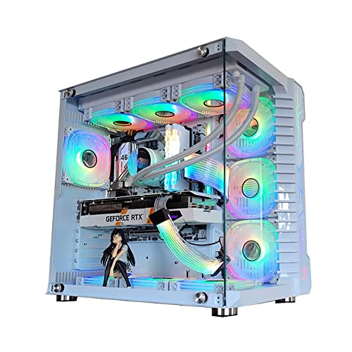 GOMOSU ゲーム 、Mid-Tower PCゲーム E-ATX/ATX/M-ATX - フロント I/O USB 3.0ポート - 強化ガラス - ファン10ポジション - 水冷却対応 (色: ホワイト)