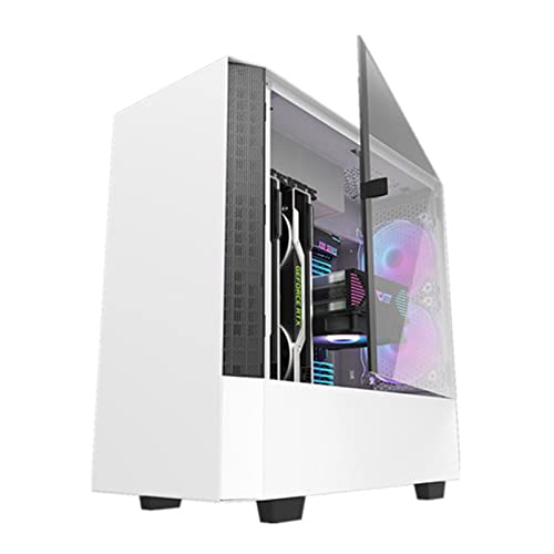 ZhaoGangLi ミドルタワー ATXデスクトップ DIY右側ドア開封ゲーム強化ガラス ミニタワー型 (色 : White, Size : 44x21.5x44.3cm)