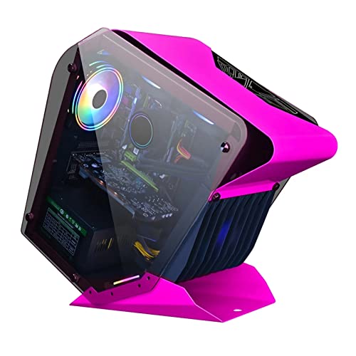 ZhaoGangLi ミドルタワー RGBコンピュータ CPU M-ATX水冷両面透明ガラスゲームシャーシ ミニタワー型 (色 : Pink, Size : 58x22.5x45cm)