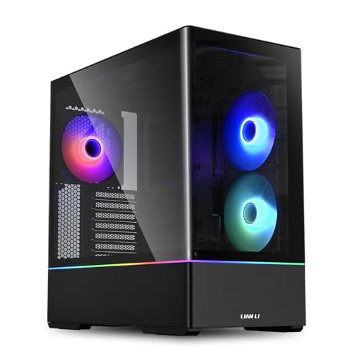 Lian Li ミッドタワー ATX 、140mm ARGBファン3個、前面と側面の強化ガラスパネル付きシャーシ、液体冷却対応、ゲーミング (LL01 RGB - ATX -ブラック)