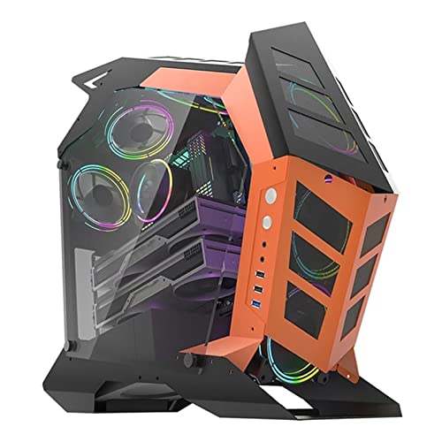 ZhaoGangLi ミドルタワー ATXデスクトップコンピュータ DIY特殊形状強化ガラス ミニタワー型 (色 : Orange, Size : 57.2x21x56cm)