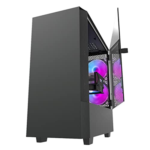LinLong コンピュータ ATXデスクトップ DIY右側ドア開封ゲーム強化ガラス pcコンピューターボックス(Black)